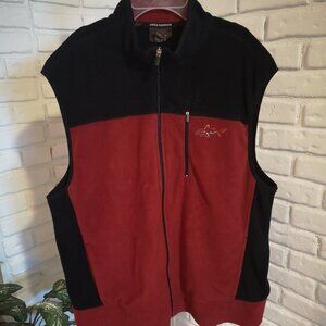 Greg Norman for Tasso Ella Men's Size Large Black & Red Full Zip Fleece Vest